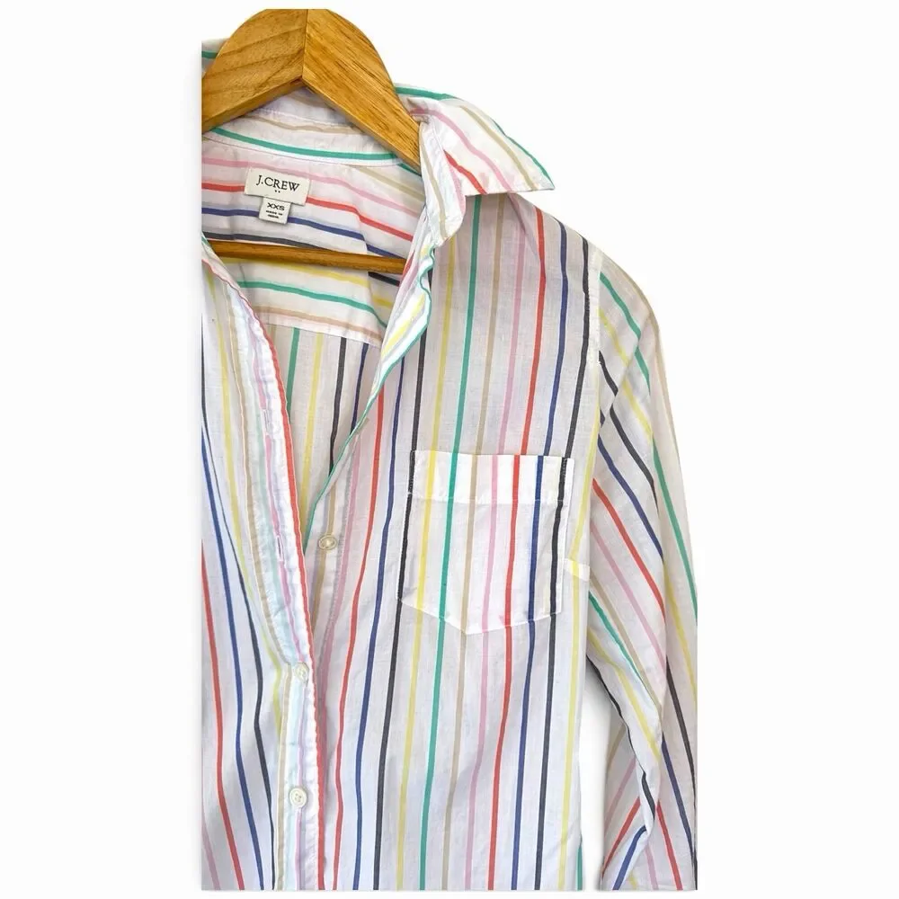 J.CREW Pastel Striped Plaid Long Sleeve Button Up XXS